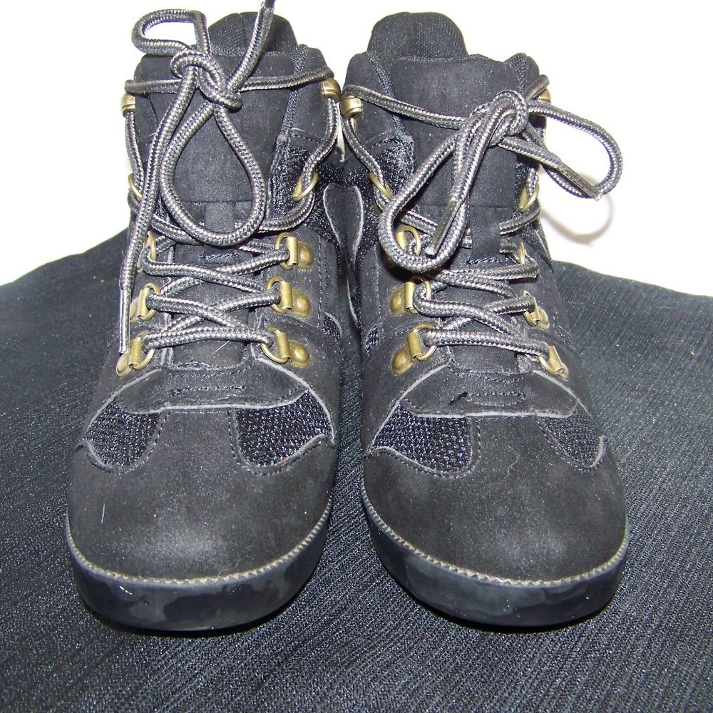 Shoedazzle Black Boot High Tops Wedge Sneakers